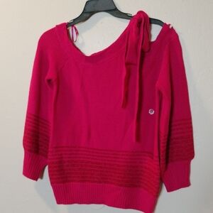 New York & Company Pink Off-the-Shoulder Sweater with Unique Neckline